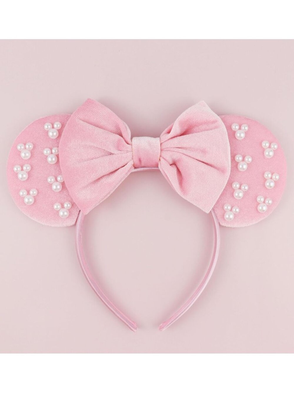 Women Pink Polyester Velvet Mickey Mouse Halloween Costume Headband